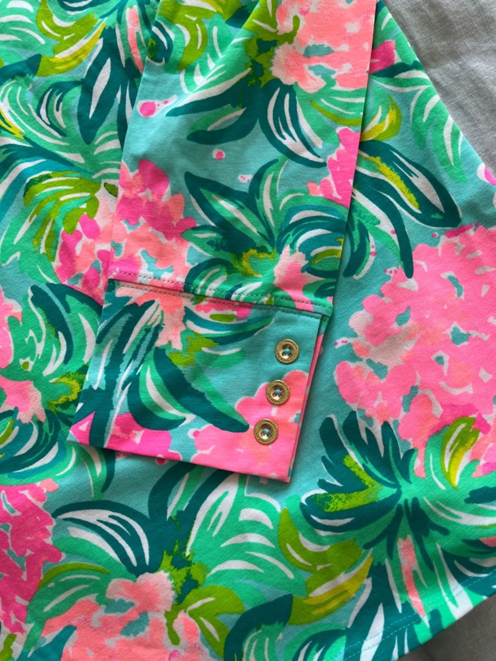 Lilly Pulitzer Pink, Aqua & Green Floral Top - Picture 5 of 7